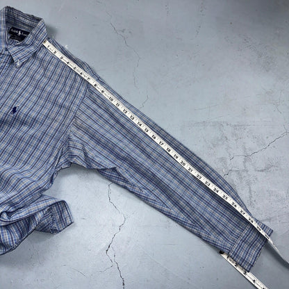 Ralph Lauren Polo VTG Button Down Shirt Men's M Blue Plaid Blake Two-Ply