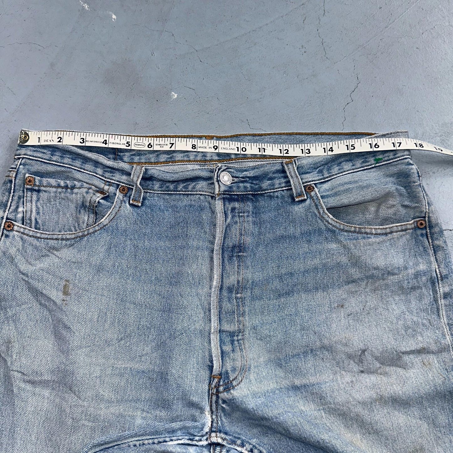 Levis 501 Vintage 90s Mex XX Straight Leg Jeans Blue Light Wash 36x30 Act 35x25