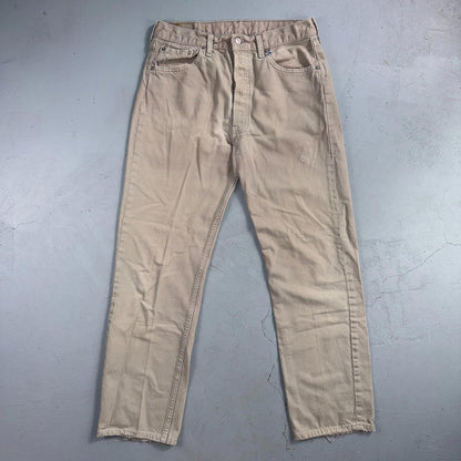 Levis 501 Vintage 90s USA XX Straight Leg Jeans Beige Light Wash 34x32 Act 31x29