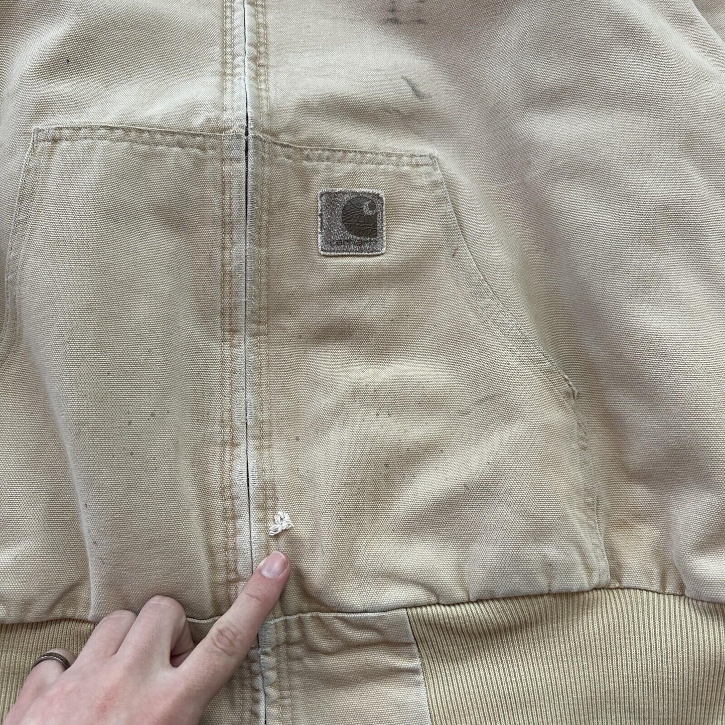 VTG 90s Carhartt Hooded Quilted Lined Tan Duck Canvas Jacket JQ295 2XL