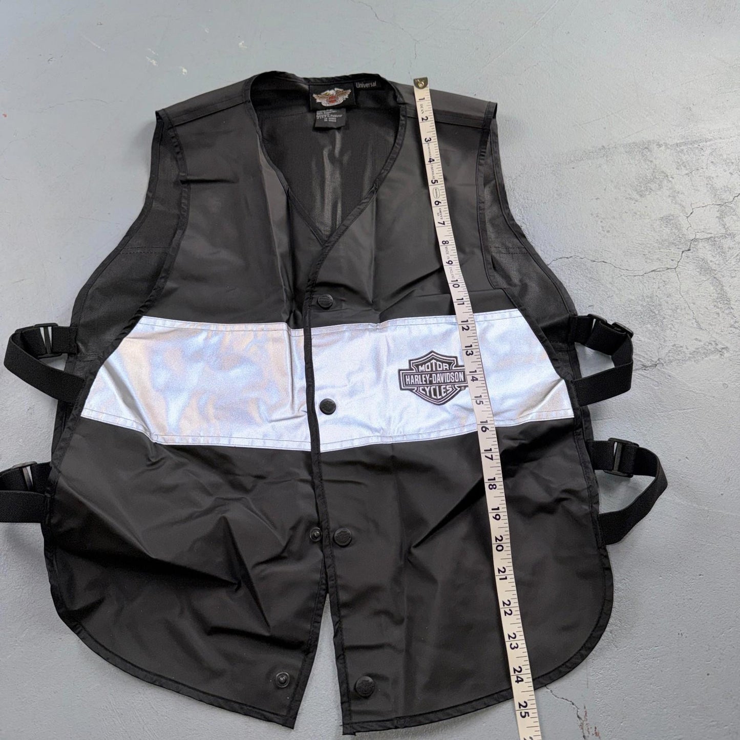 Harley Davidson Men's Black Nylon Hydration Adjustable Vest Jacket 3M Safety