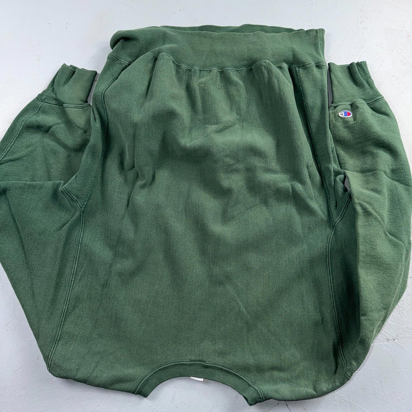 Vintage Champion 90s USA Green Reverse Weave Sweatshirt Blank XL Gusset Jumper