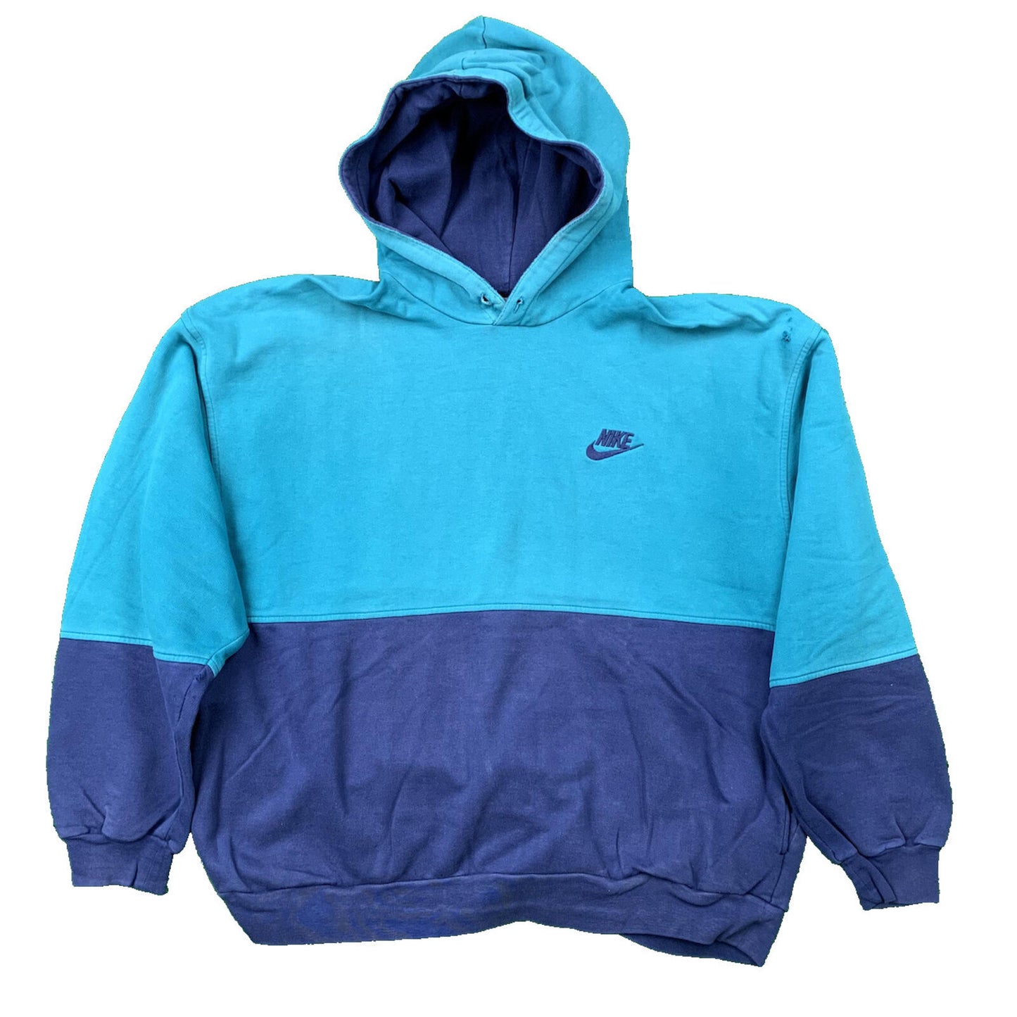 Nike Vintage Sweatshirt Mens T Shirt Tonal Hoodie Center Swoosh Blue 80s Rap