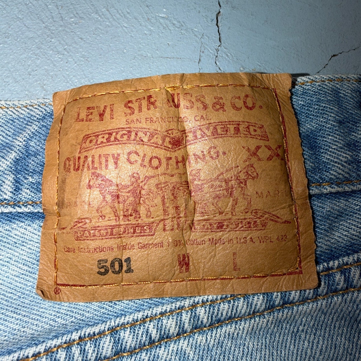 Levis 501 Vintage 90s USA XX Straight Leg Jeans Blue Light Wash 28x32 Act 26x31