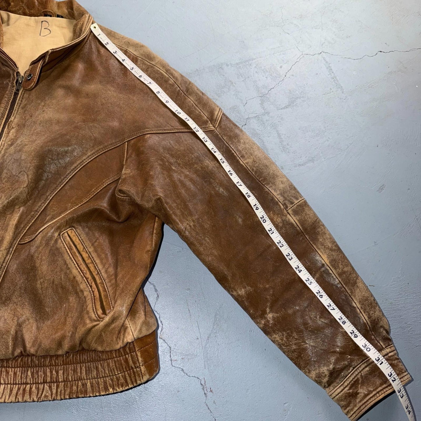 Vintage Leather Jacket Mirage G-1 Flight Size 46 80s Brown Patina Map Line Heavy