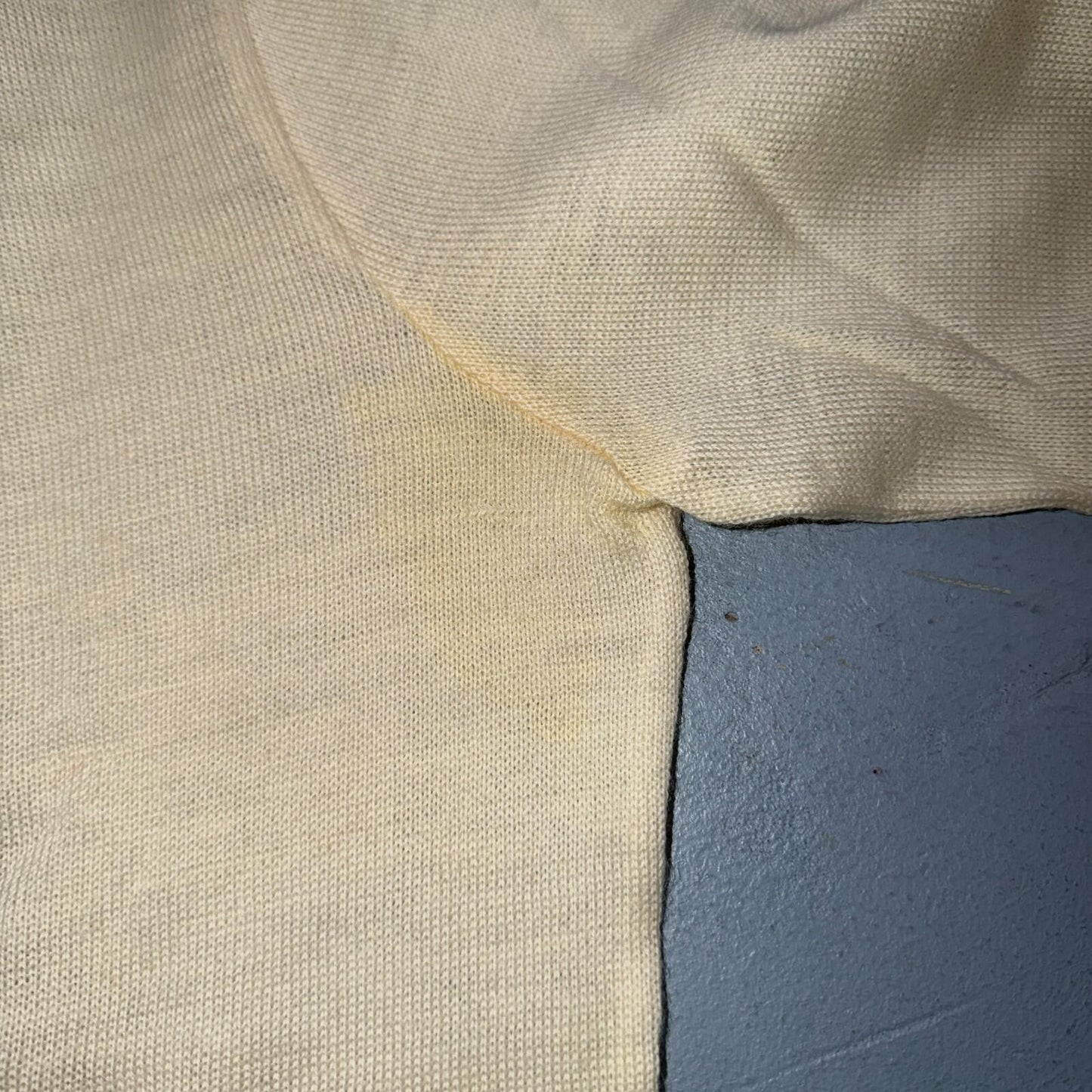 VTG 1940s 1950s Wool Pullover Sweater Rockabilly Mens V Neck Ivory Columbia Knit