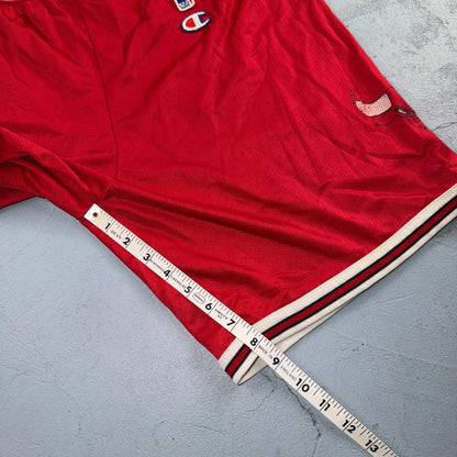 Vintage Champion Chicago Bulls Basketball Shorts Mens Medium Red NBA Jordan 80s
