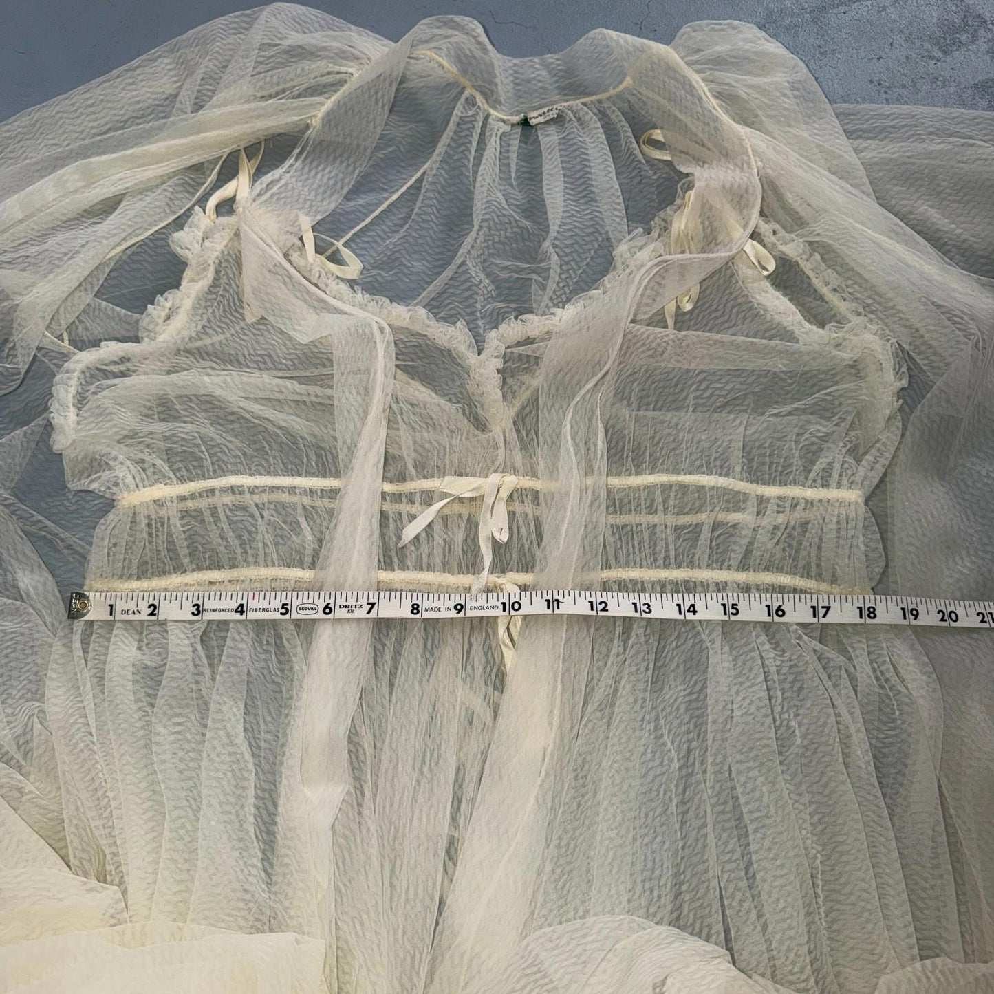 VTG 1950s 3PC Amourelle White Chiffon Slip Dress Robe Bottoms Set Sheer 50s Rare