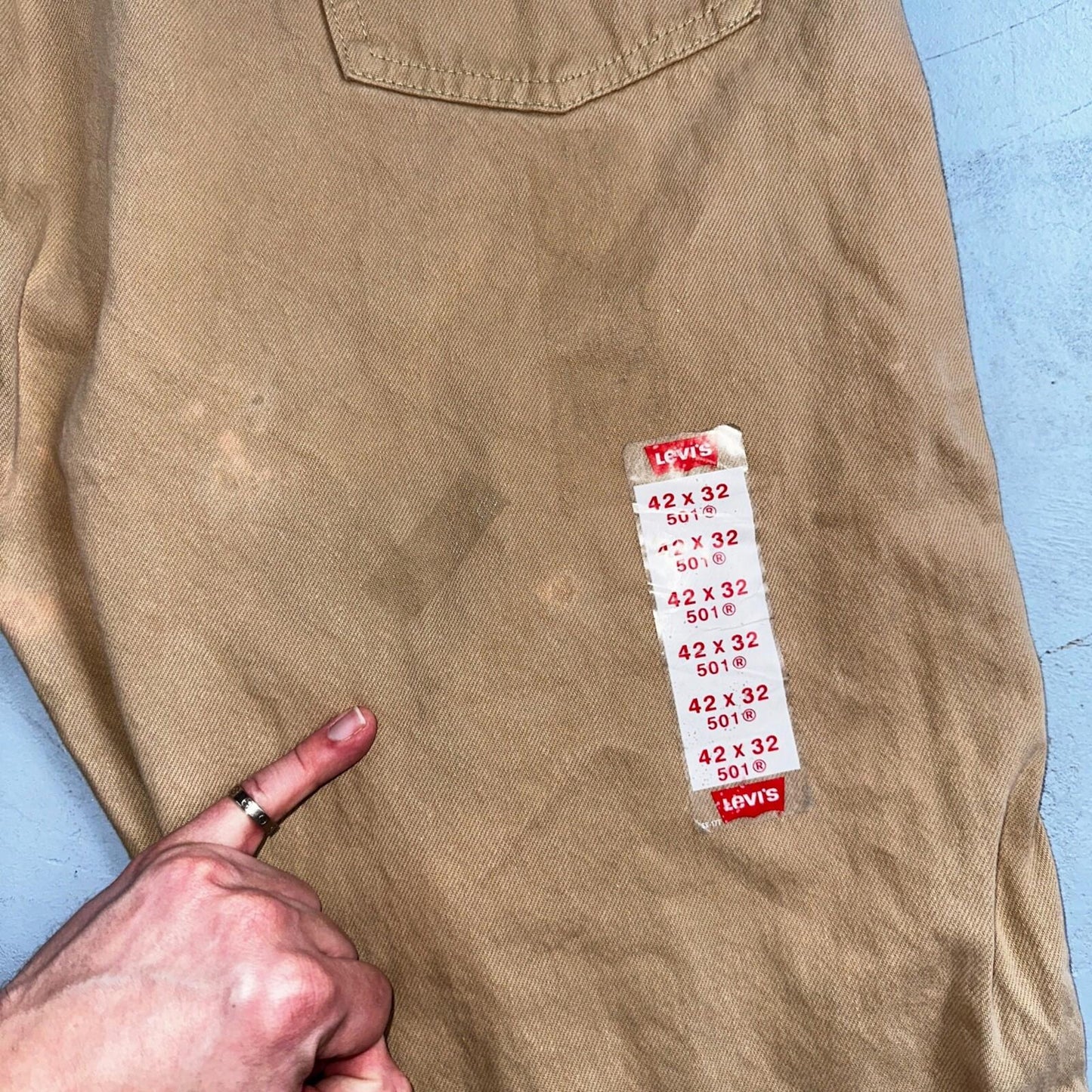Levis 501 Vintage 90s USA XX Straight Leg Jeans Khaki Brown Wash 42x32 Act 40x32