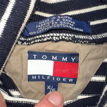 TOMMY HILFIGER Striped Turtleneck Long Sleeve XL Sparkles Added Custom VTG 90s