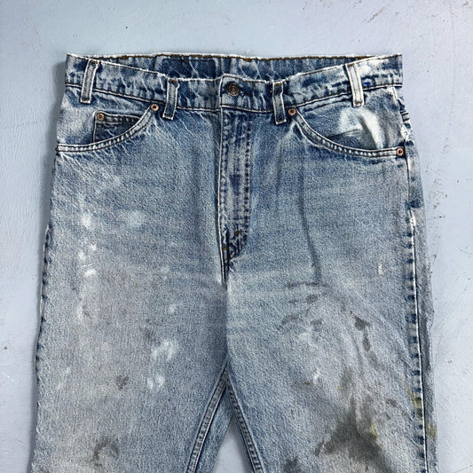 Levis 517 Vintage 90s USA Orange Tab Bootcut Flare Blue Worn Jeans Act 33x31