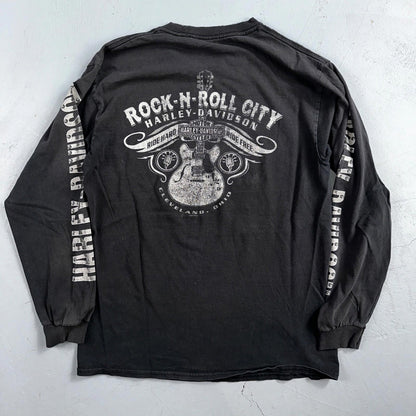 Harley Davidson Y2K Long Sleeve Grunge VTG T Shirt Cleveland Ohio Music 2000s