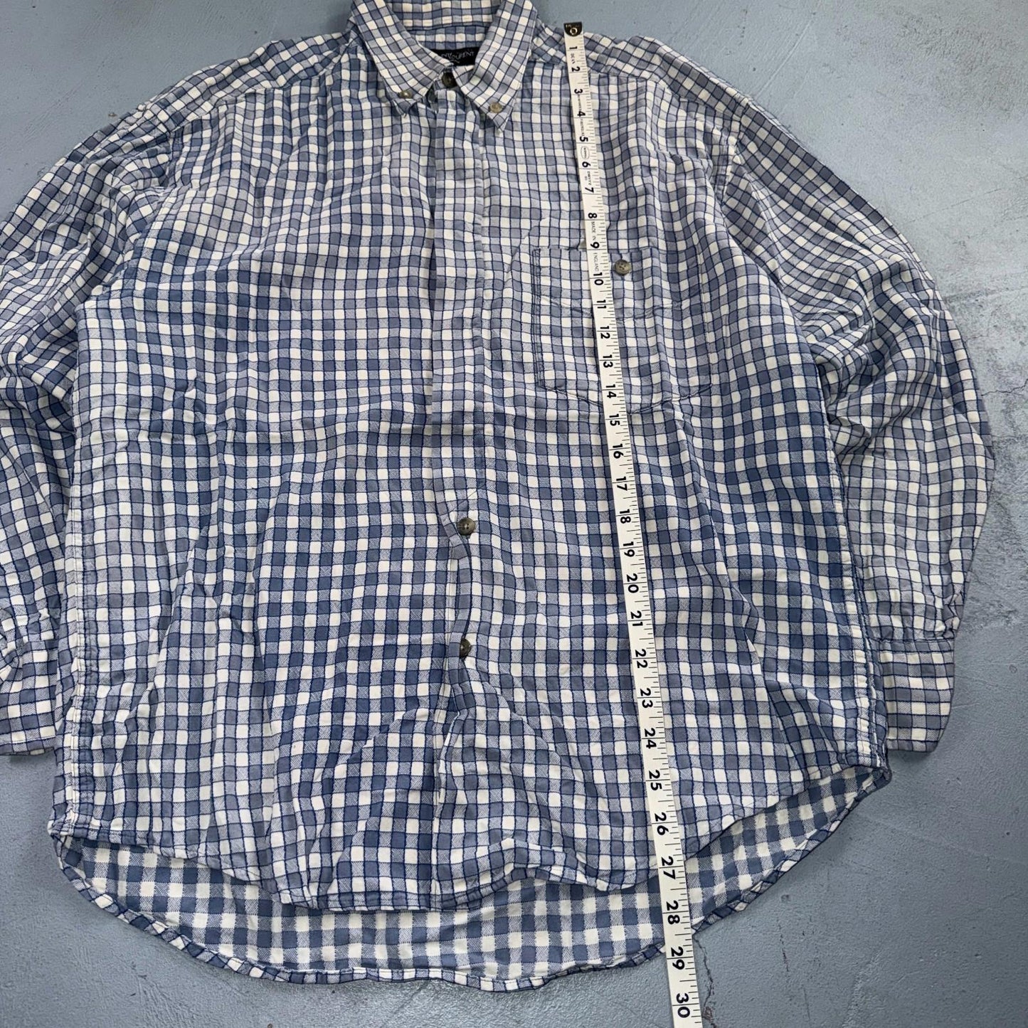 Yves Saint Laurent Pour Homme YSL Shirt Mens M Long Sleeve Plaid Button Up VTG