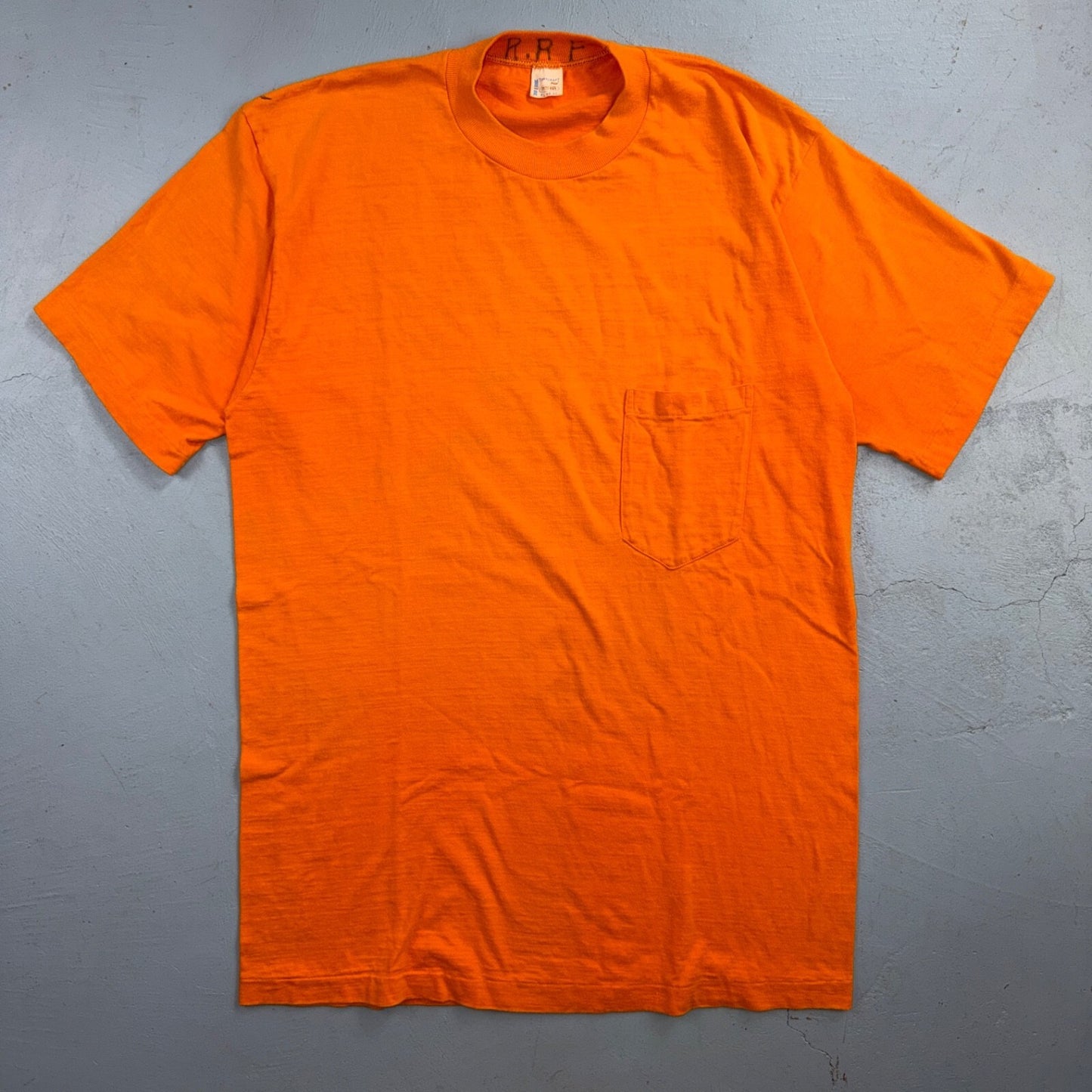 Penneys 1970s Single Stitch Pocket VTG T Shirt Towncraft 70s 60s Blank Orange XL