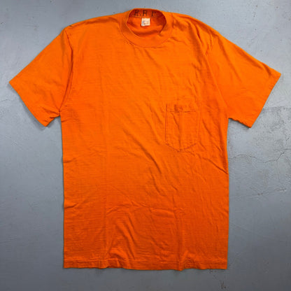 Penneys 1970s Single Stitch Pocket VTG T Shirt Towncraft 70s 60s Blank Orange XL