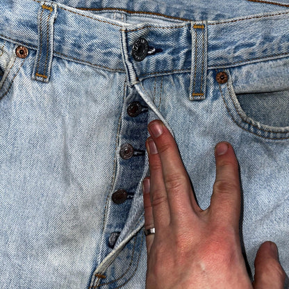 Levis 501 Vintage 90s USA XX Straight Leg Jeans Blue Light Wash 30x34 Act 28x29