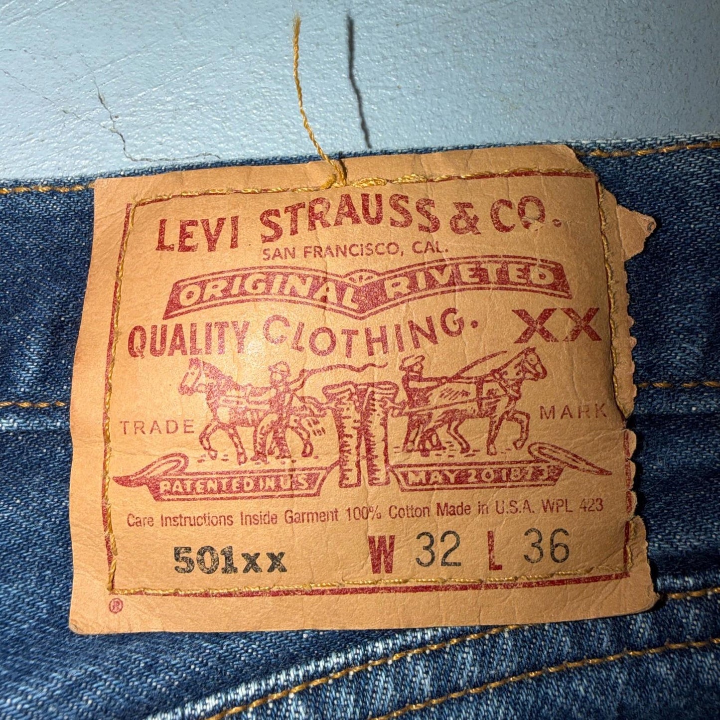 Levis 501 Vintage 90s USA XX Straight Leg Jeans Blue Med Wash 32x36 Act 31x33