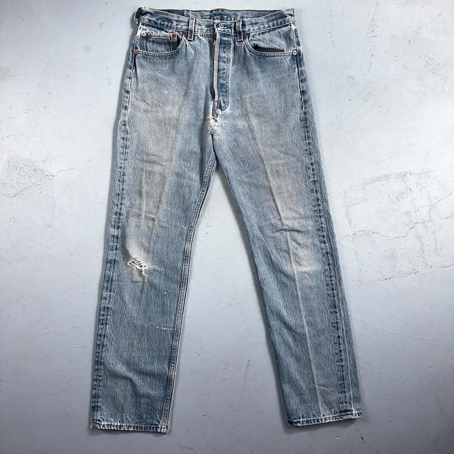 Levis 501 Vintage 90s USA XX Straight Leg Jeans 33x36 Light Wash Act 30x30
