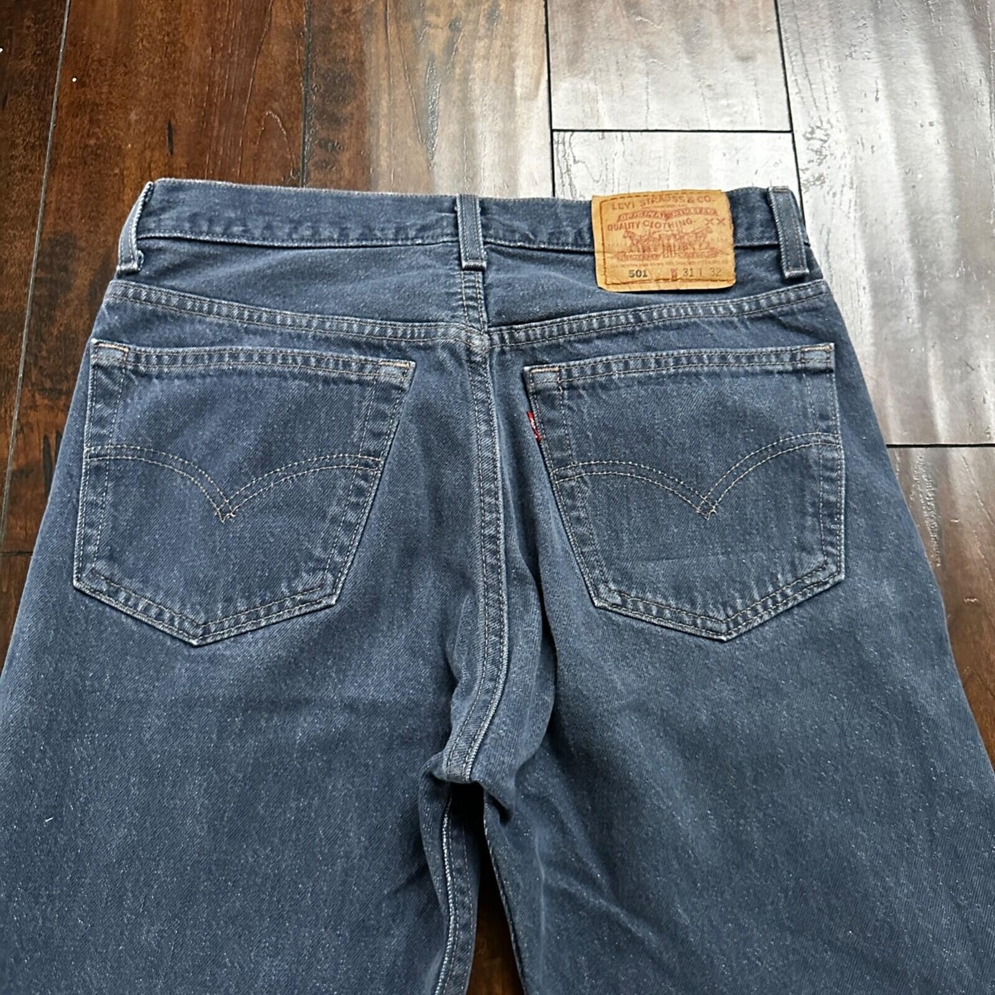 Levis VTG 90s 501 Button Fly 31x32 USA Tag Jeans Straight Wash Blue XX Act 28x31