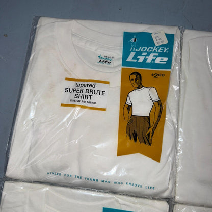 VTG 1960s JOCKEY LIFE White T Shirt Medium 4 Packs Deadstock Lot Slim Guy 60s