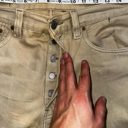 Levis 501 Vintage 90s USA XX Straight Leg Jeans Khaki Light Wash 31x30 Act 31x29