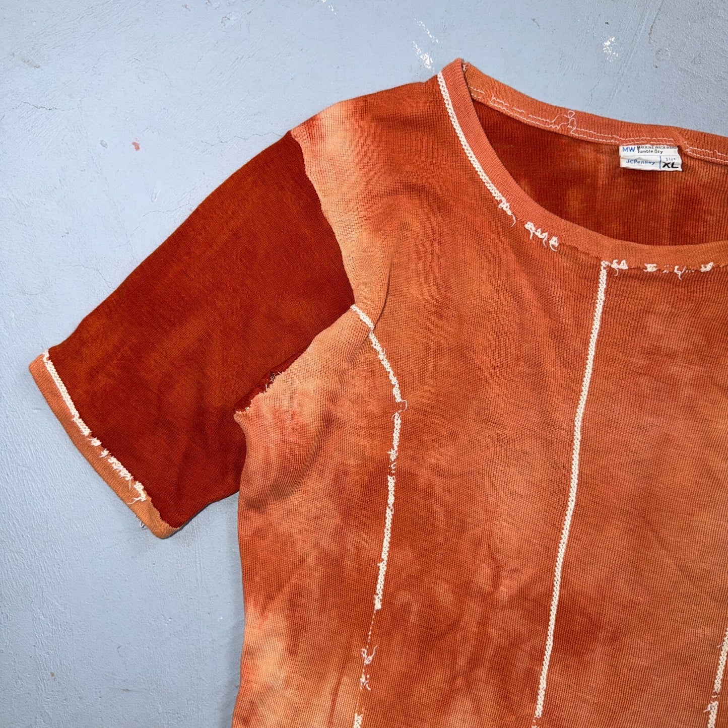 Penneys 1970s Cut Sewn VTG T Shirt JC XL Overdyed Sports Stretchy Rockabilly 70s