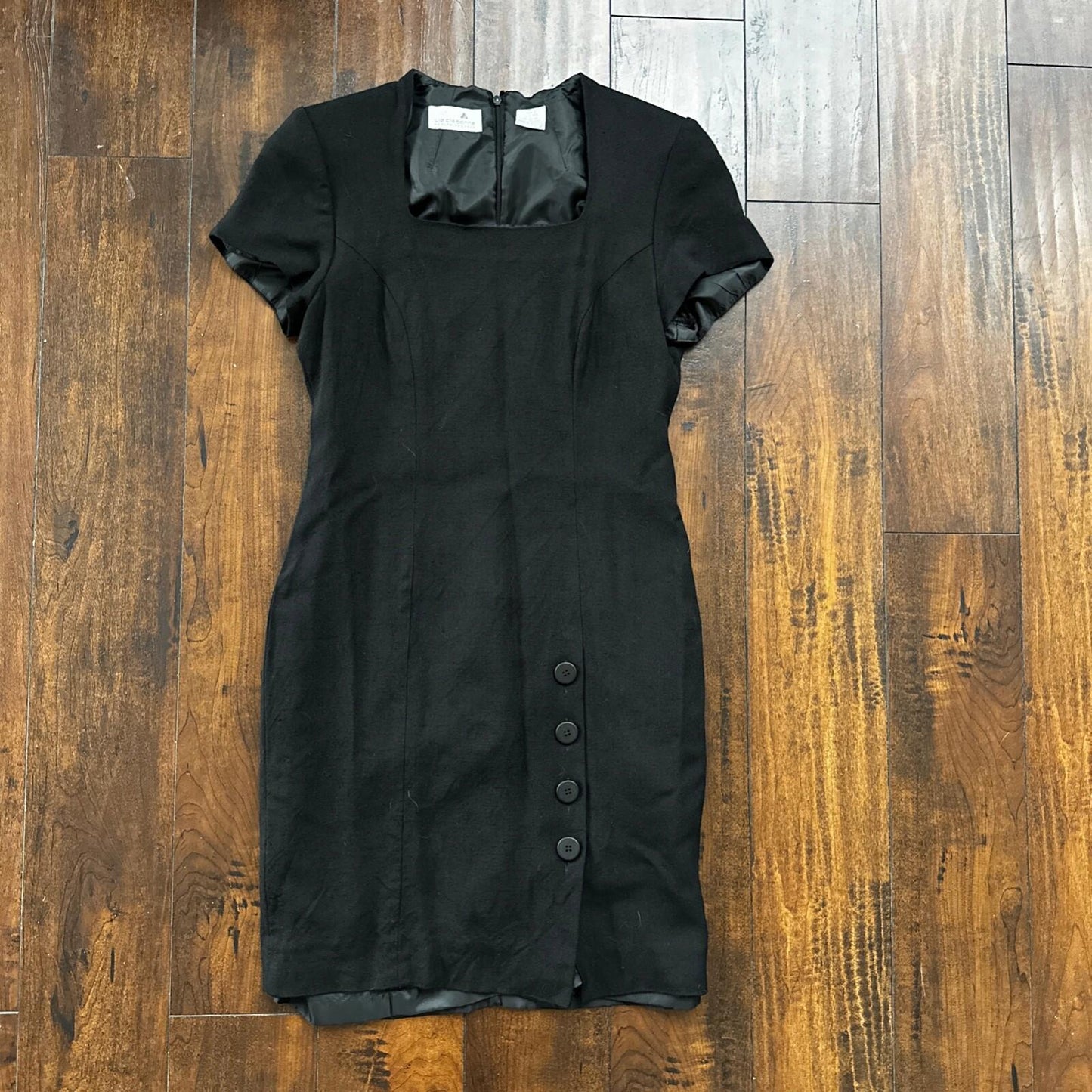 Liz Claiborne Dress Womens 10 Petite Black Maxi Lace Ladies Cute Church