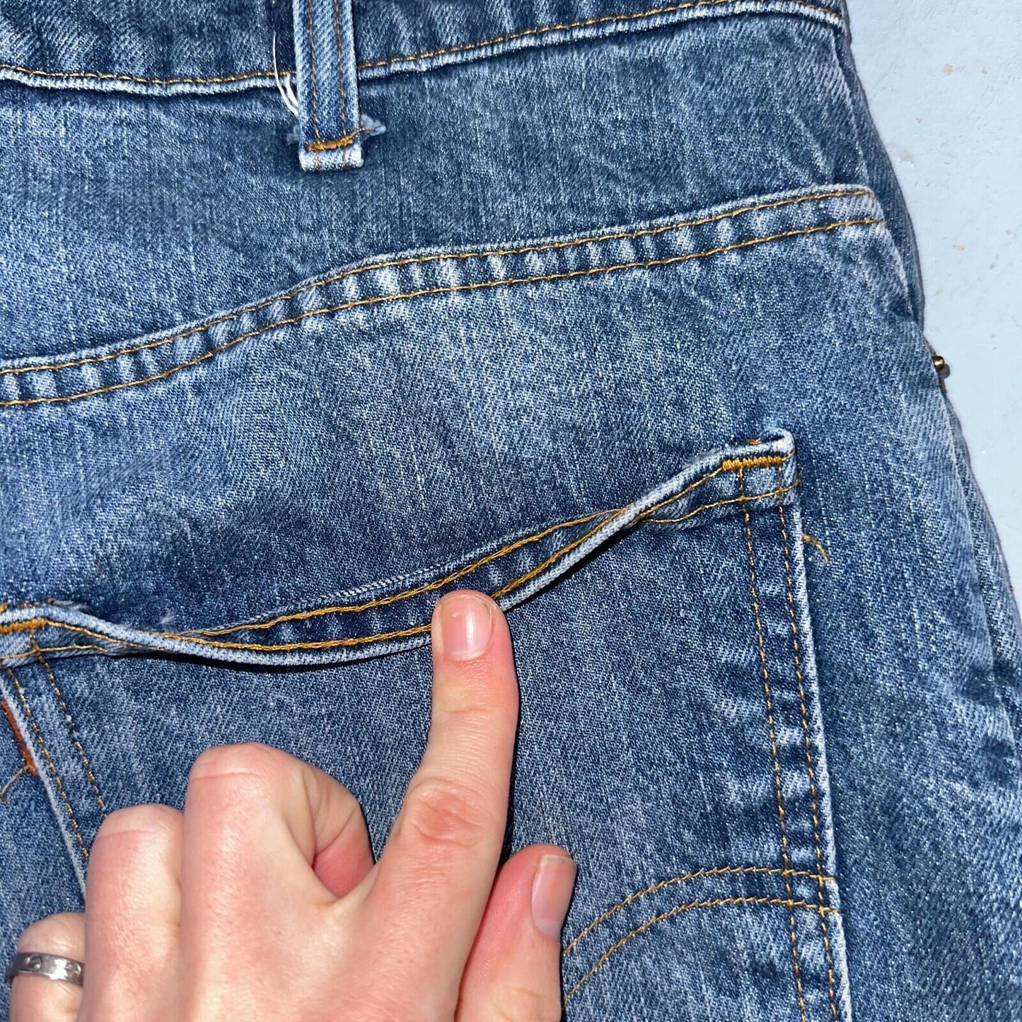 Levis 517 Vintage 80s USA Orange Tab Bootcut Flare Blue Worn Jeans Act 32x26