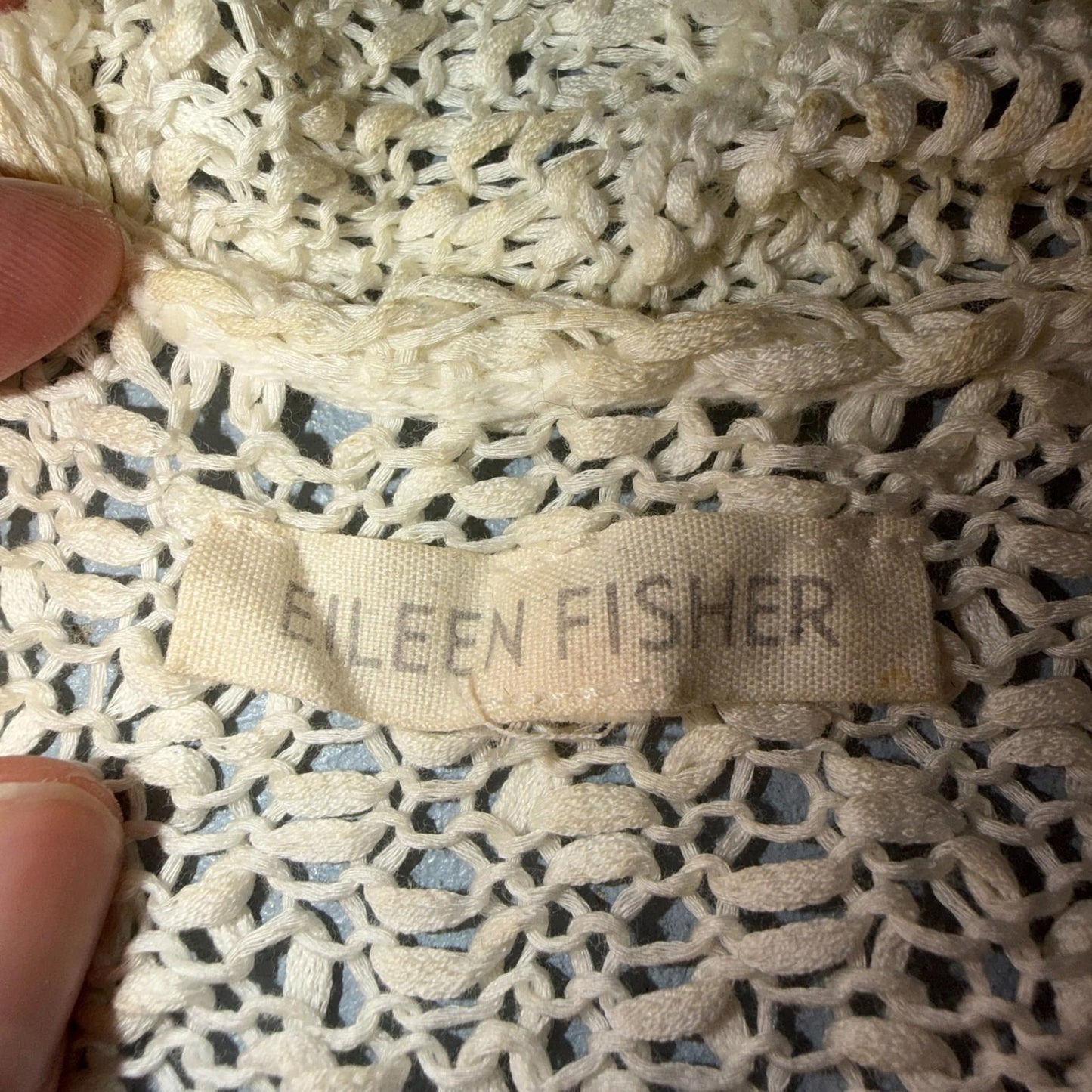 Eileen Fisher Cardigan Women Cream Linen Blend Loose Knit Lightweight Open XS