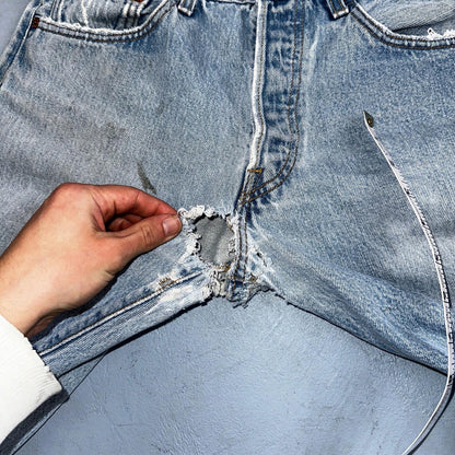 Levis 501 Vintage 90s USA XX Straight Leg Jeans Blue Med Wash 34x36 Act 31x31