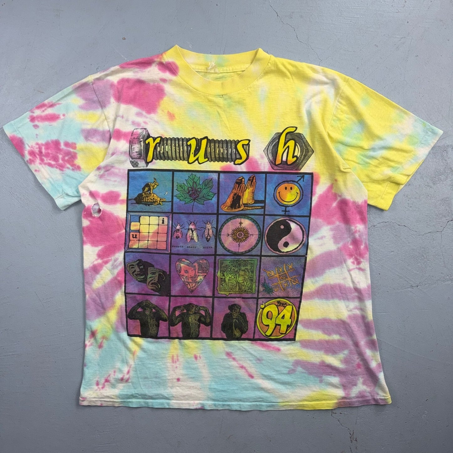 Rush Counterparts 1994 Original VTG T Shirt Music Rock Concert Tour 94 Tye Dye