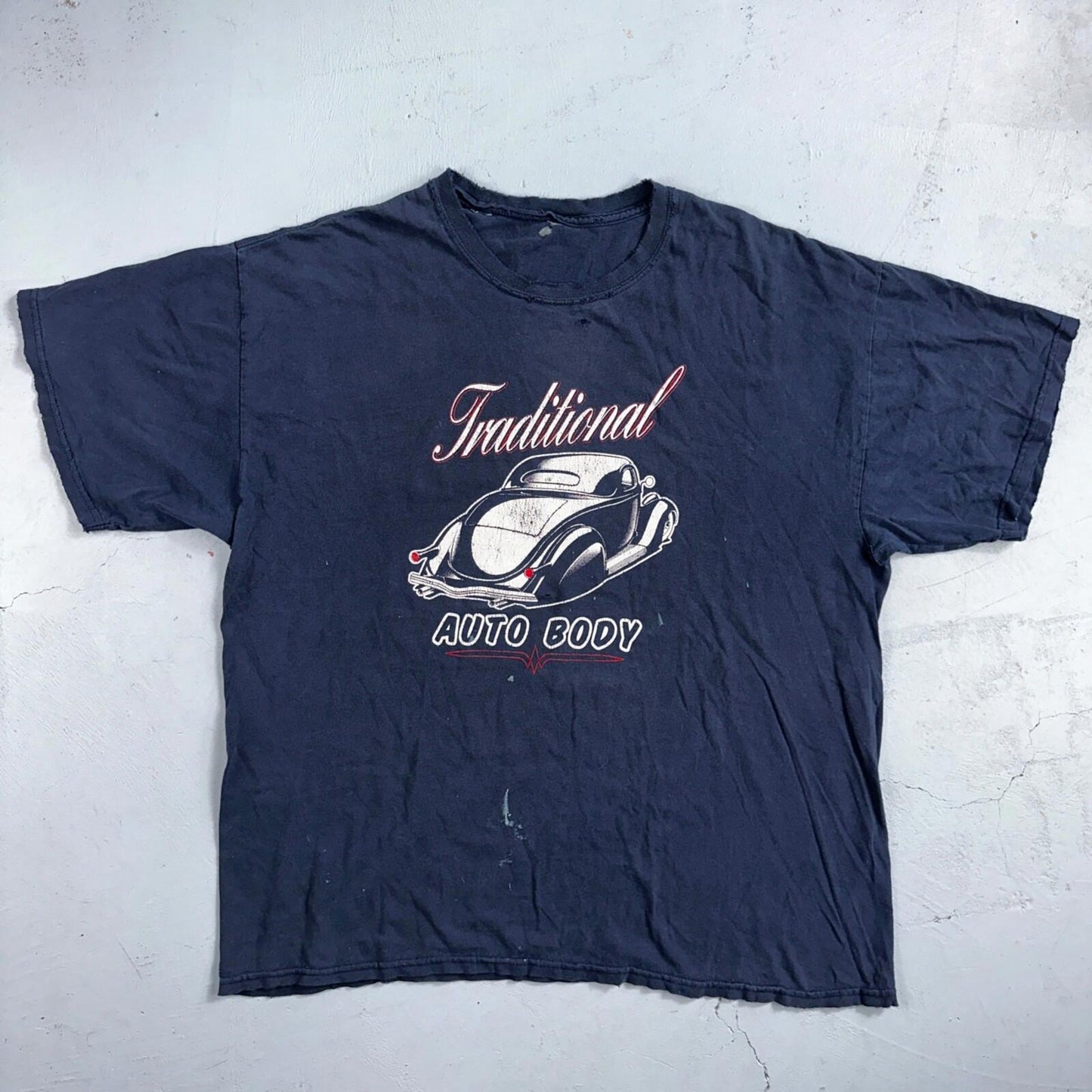 Rat Hole Auto Body Traditional Paint VTG T Shirt Thrashed Distressed Cars Promo