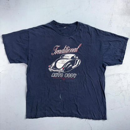 Rat Hole Auto Body Traditional Paint VTG T Shirt Thrashed Distressed Cars Promo