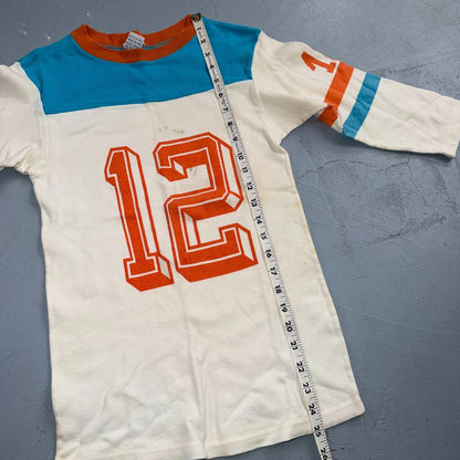 Vintage 70s Ego Trix T-Shirt Jersey Raglan USA Blue Orange #12 Distressed