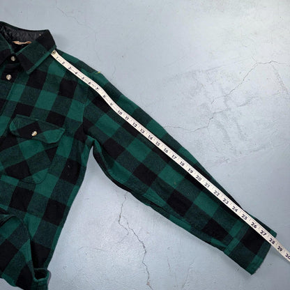 VTG Cabelas Shirt Mens M Buffalo Plaid Wool Blend Flannel Workwear Logger Green