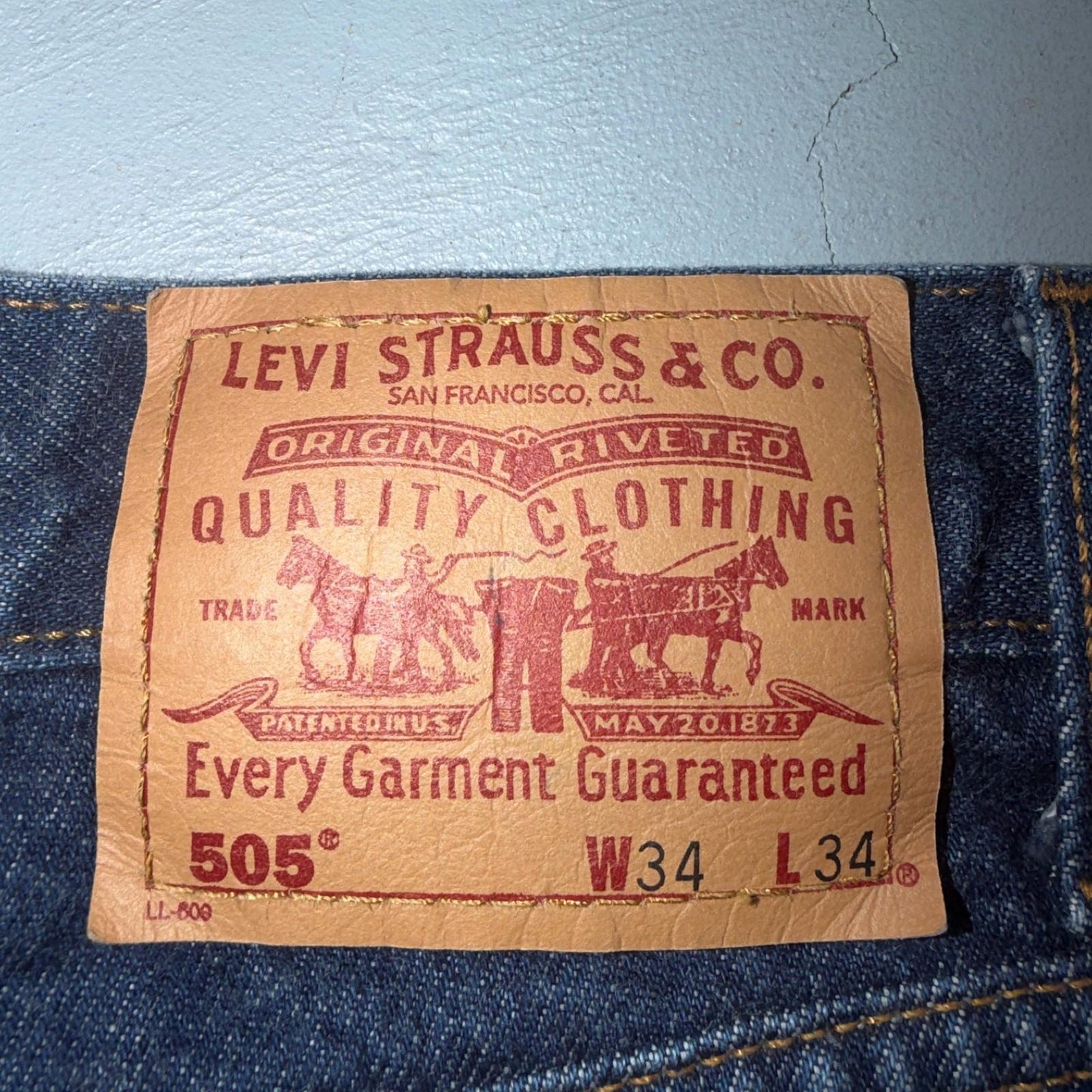Levis 505 Vintage 90s Red Tab Straight Blue Jeans Med Was 34x34 Act 32x33