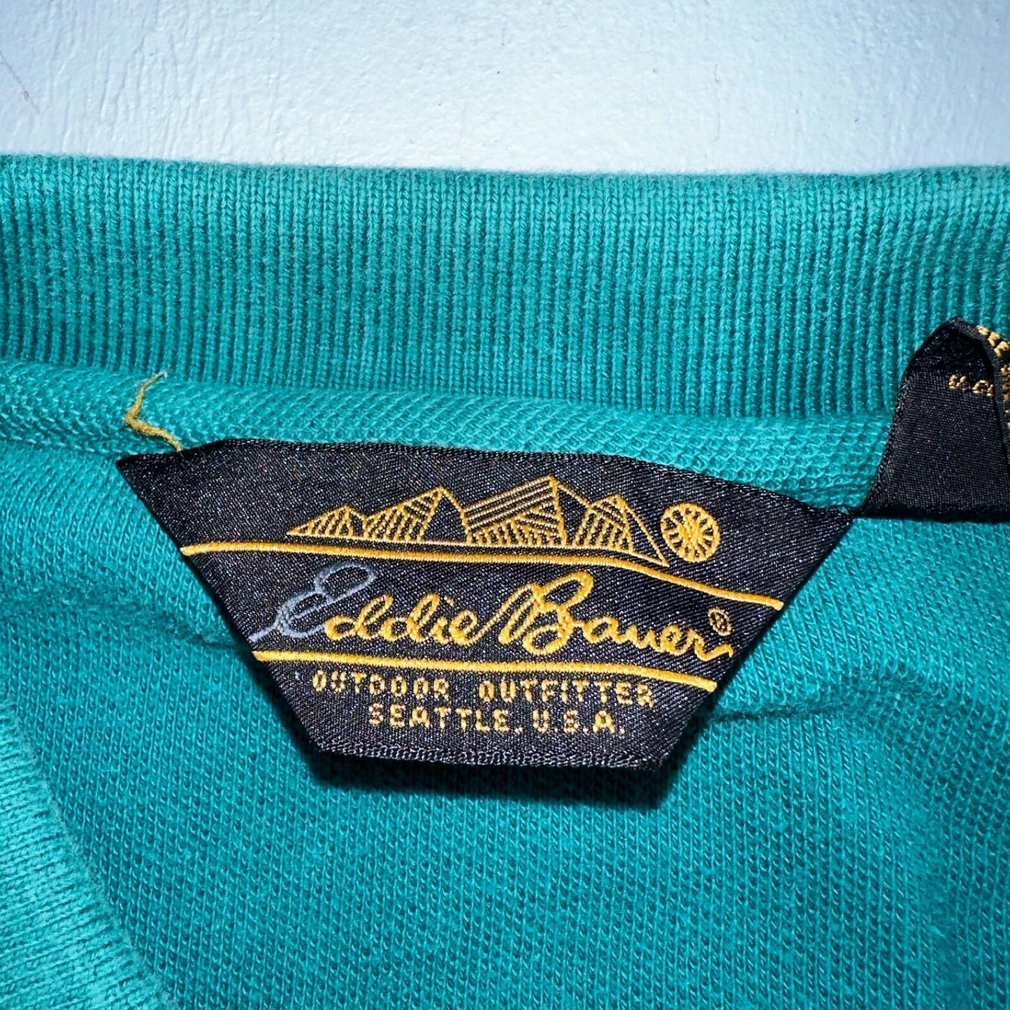 Eddie Bauer Vintage Polo Shirt Mens XL Green Collar Classic Preppy Knit 90s