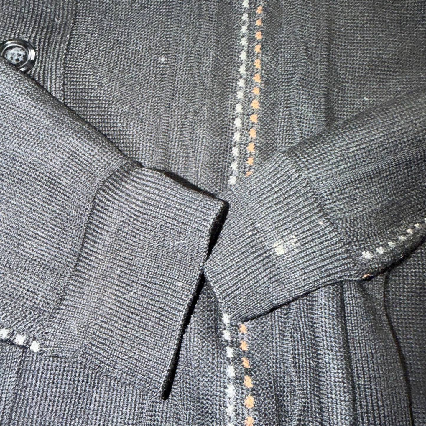 V Uomo Rare Wool Collezione Black Long Sleeve Cardigan Italy Designer Sweater