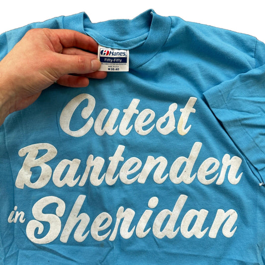Cutest Barender Quote 80s Hanes Vintage T Shirt Sheridan Blue Portland Oregon