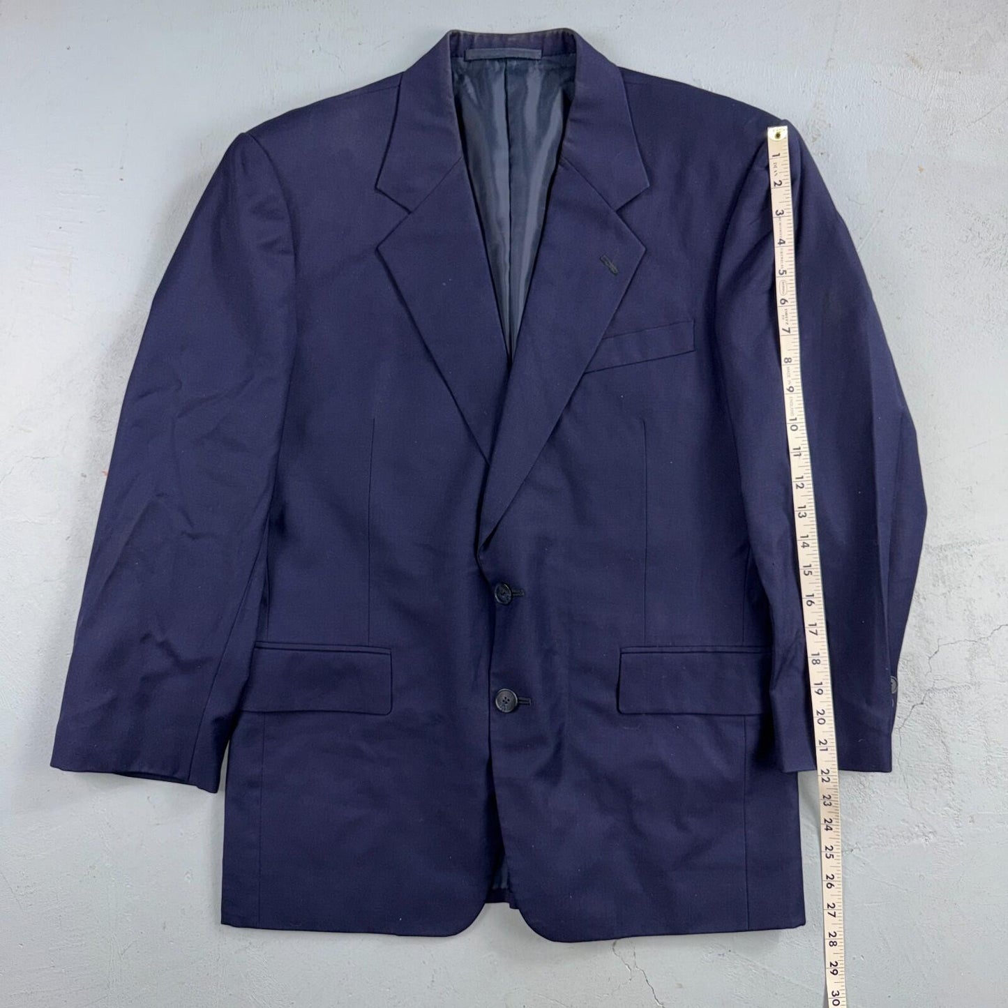 1990s Custom VTG Mens 2 PC Suit 40 Jacket Coat Pants Navy Blue Wool Rockabilly