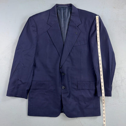 1990s Custom VTG Mens 2 PC Suit 40 Jacket Coat Pants Navy Blue Wool Rockabilly