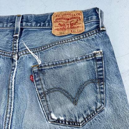 Levis 501 Vintage Y2K XX Straight Leg Jeans Rips Blue Med Wash 33x36 Act 31x31