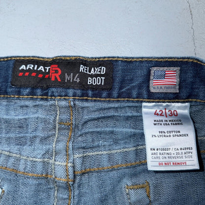 Ariat M4 FR Jeans Mens Blue Flame Resistant Cat 2 Relaxed Boot Cut 42x30 Denim