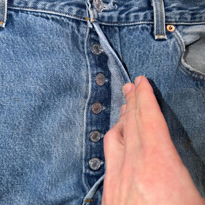Levis 501 Vintage 90s USA XX Straight Leg Jeans Blue Light Wash 38x30 Act 35x27