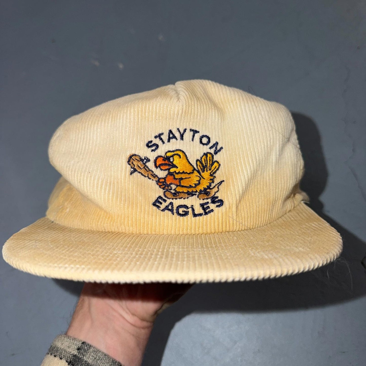Stayton Eagles Oregon Corduroy VTG Hat Baseball Cap Snapback 80s Sports Portland