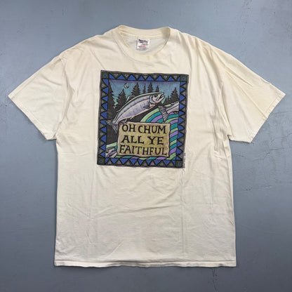 Ray Troll 1996 VTG T Shirt Oh Chum All Ye Faith Fishing Fish Bait Rare Oneita