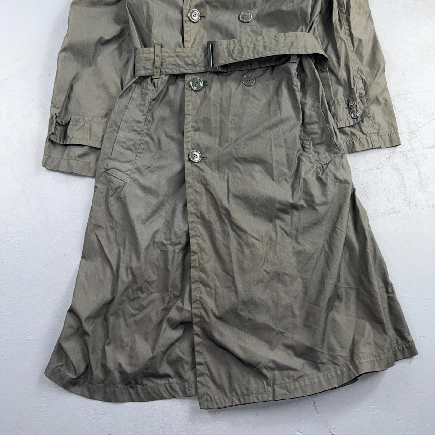 VTG 60s OD Green Army Military Rain Overcoat Mens S Jacket Trench Coat DSA 1967