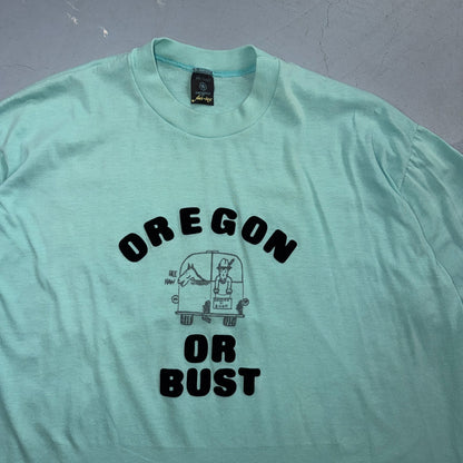 Oregon Or Bust Funny VTG T Shirt Single Stitch Text Horse Donkey Farmer Animals