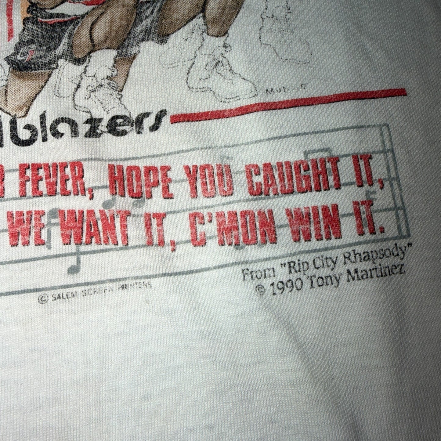 VTG 1990 NBA Playoffs Portland Trailblazers Caricature Salem Shirt T-Shirt Sz XL
