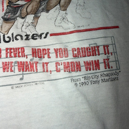 VTG 1990 NBA Playoffs Portland Trailblazers Caricature Salem Shirt T-Shirt Sz XL